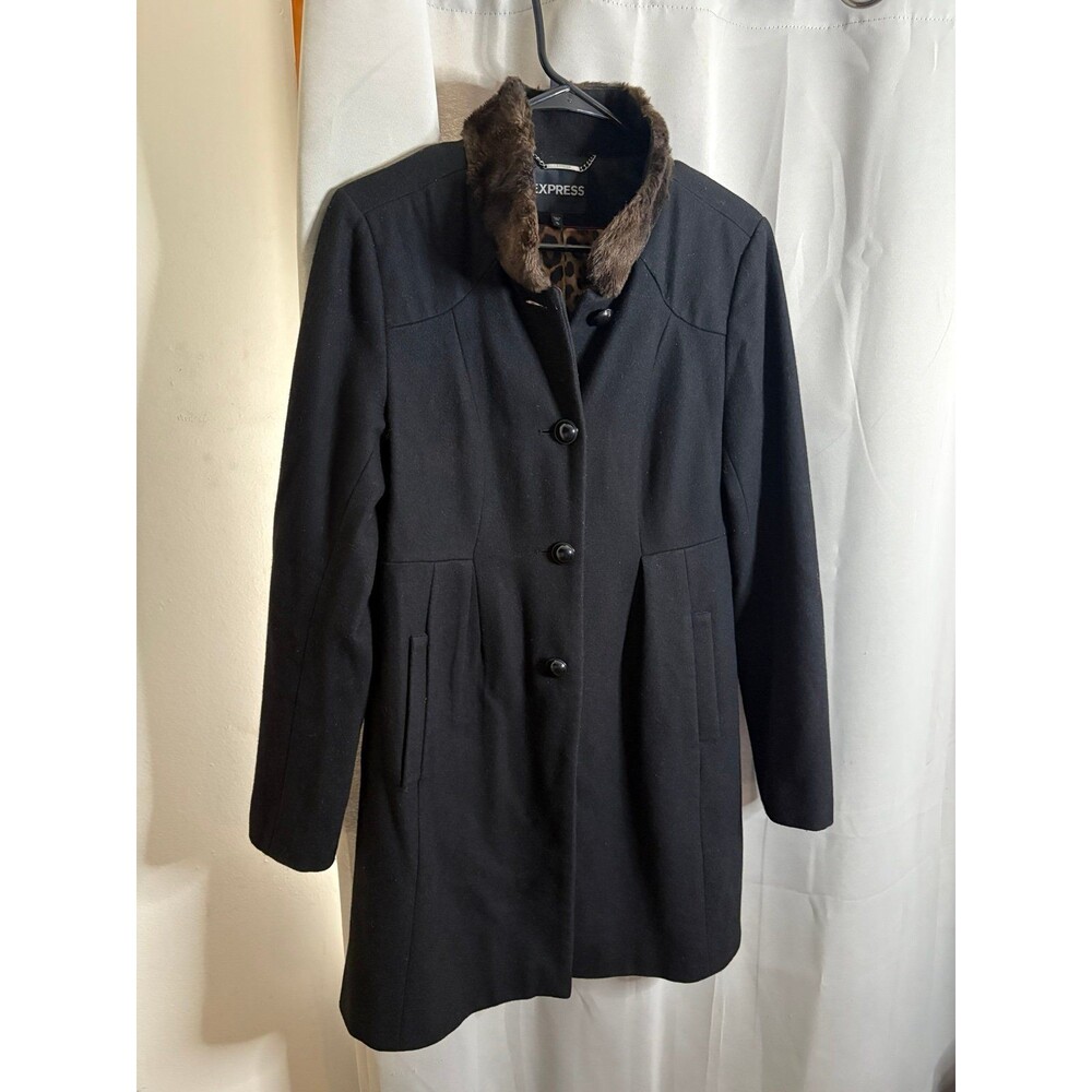 EXPRESS WOOL JACKET W| Fur Collar Sz Medium